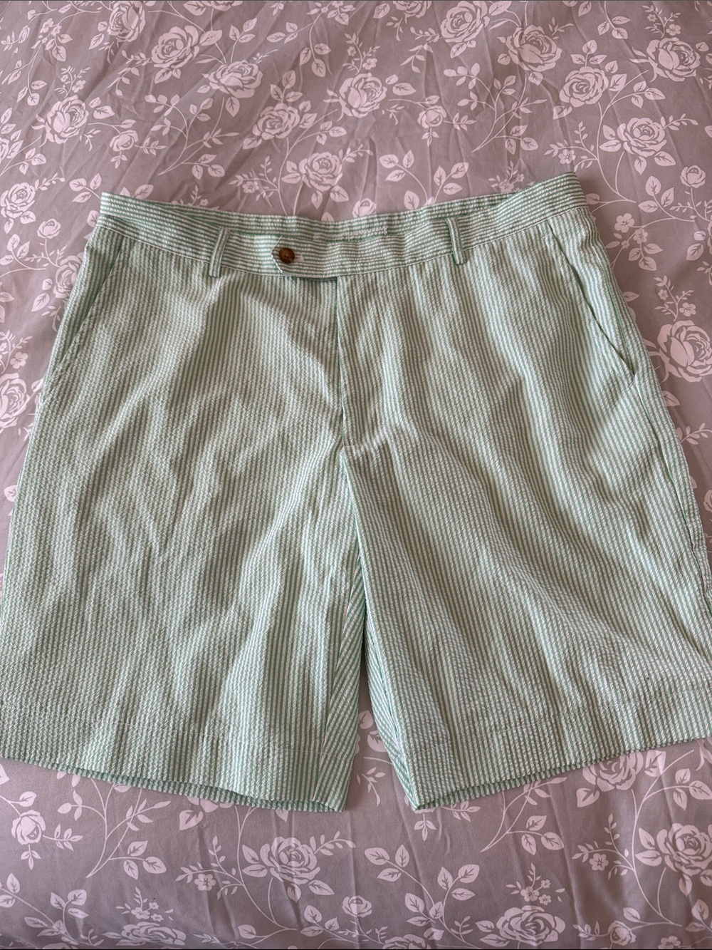 Classic Green Striped Men's Shorts